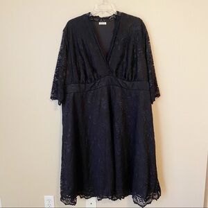 Kiyonna NEW Lace Black V-Neck Screen Siren Gown Maxi Dress - 5X